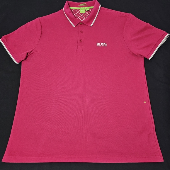 Hugo Boss Moisture Manager Vibrant Pink Polo Shirt Men's 2xl Slim-Fit - Picture 1 of 6